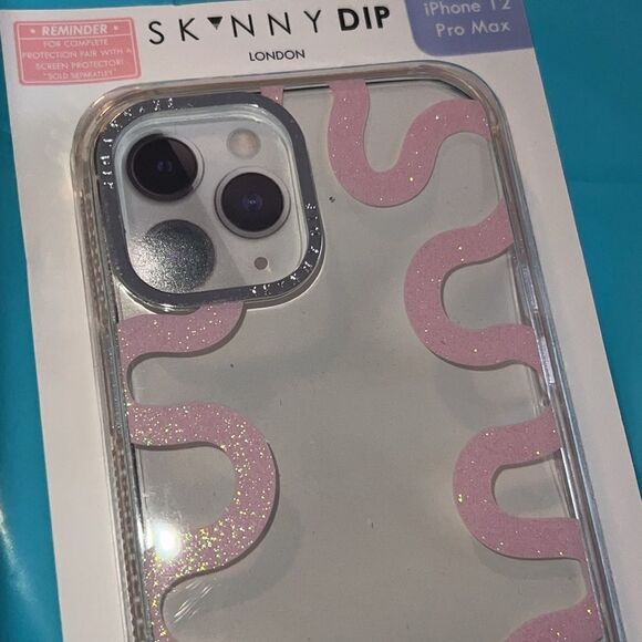 Skinny Dip London, iPhone 12 Pro Max shock absorbent phone case pink squiggle - Picture 1 of 7